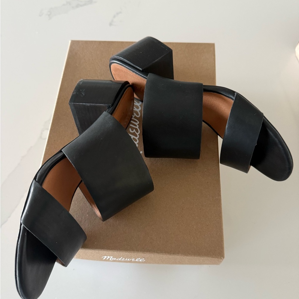 Madewell Kiera Black Leather Block Heel Sandals - Picture 5 of 7
